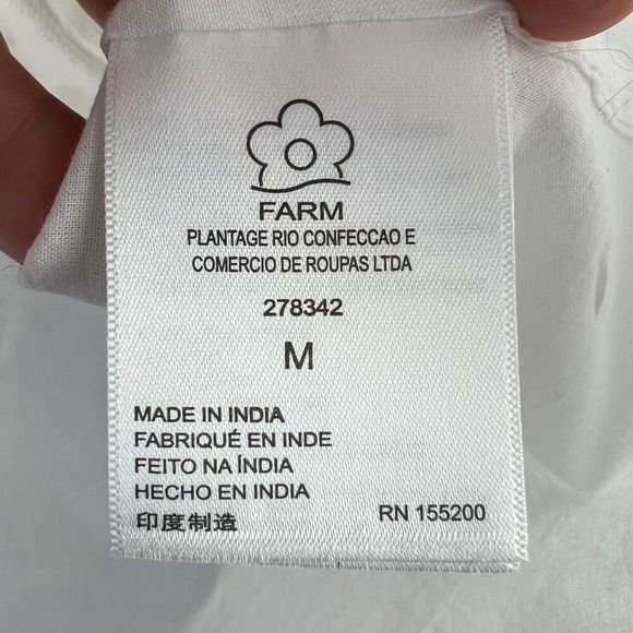 Farm Rio x Anthropologie White Cotton Puff Sleeve Scoop Neck Lace Top Size M - Picture 8 of 13